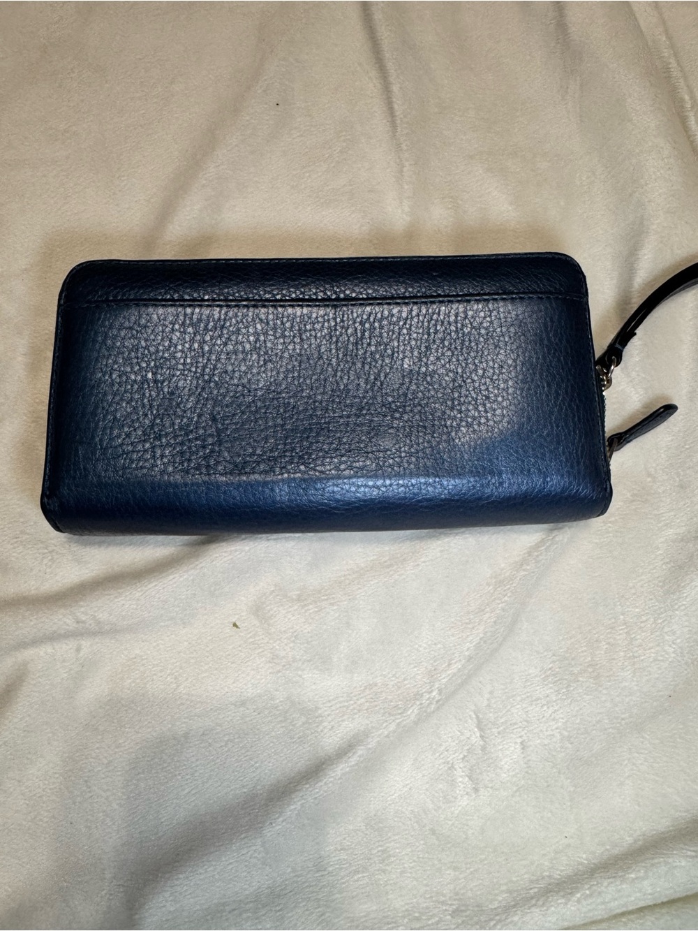 Coach Navy Pebbled Leather Zip Wristlet - Picture 5 of 7
